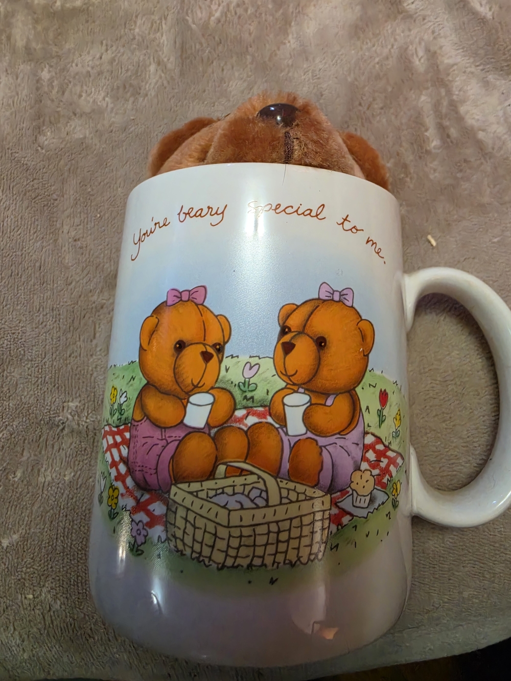 Avon "You're Beary Special" Ceramic Mug & Plush Bear Set Vintage 1980s/90s